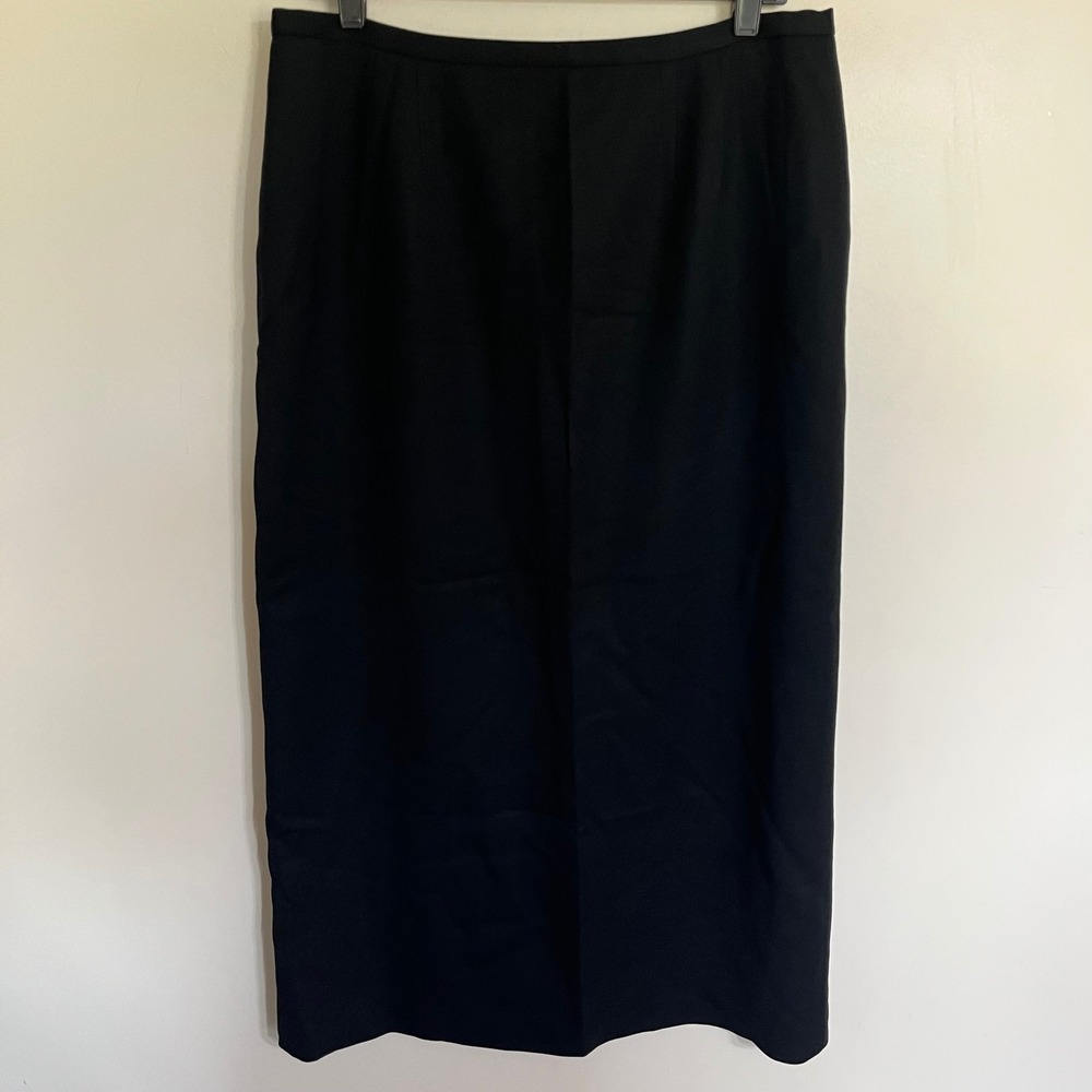 Field Manor Modern‎ Classics Black Worsted Wool Maxi Skirt Size 16 Made in USA